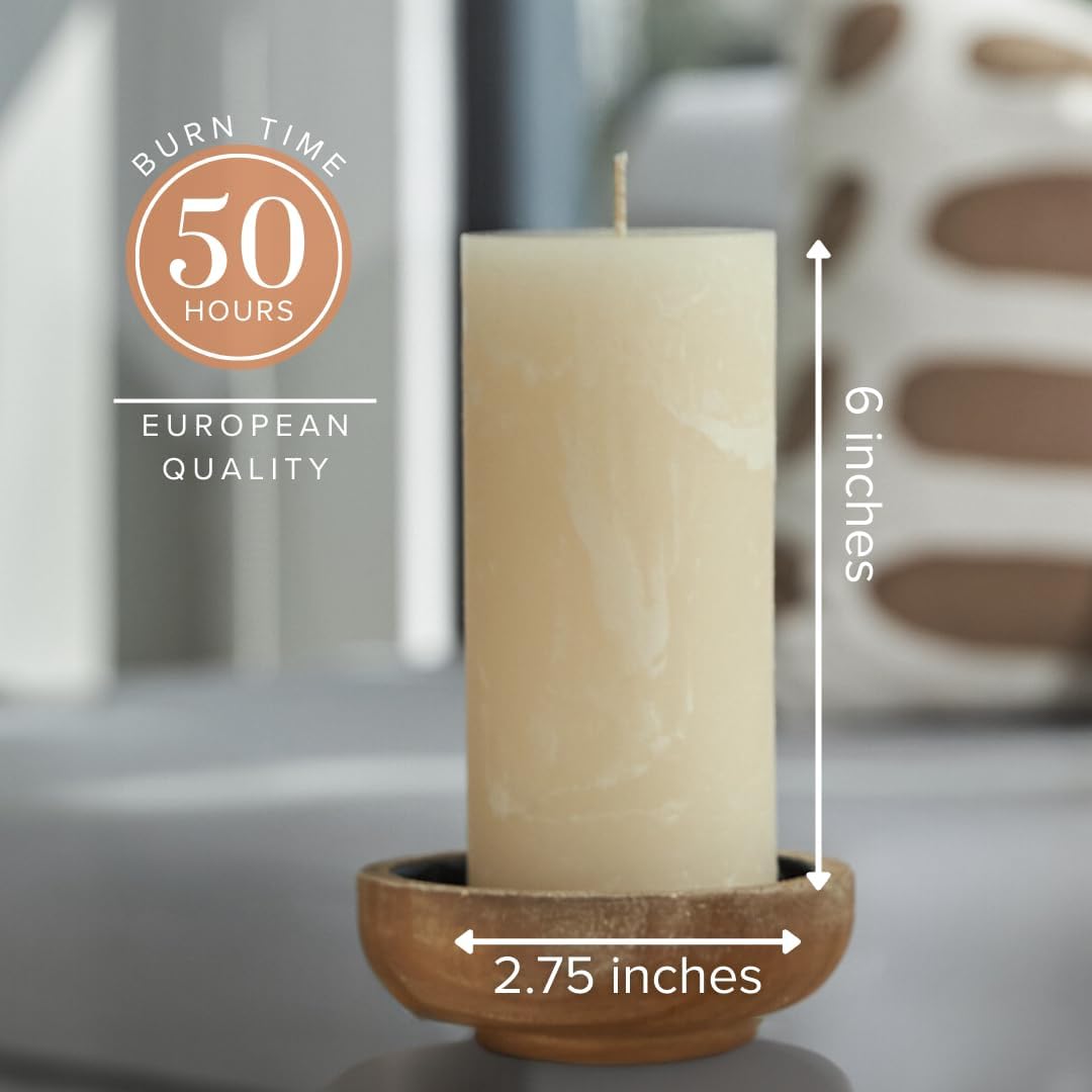 Simply Soson Warm Vanilla Scented Candle Set - 3x6 Ivory Pillar Candles for Home, Aromatherapy, Women, Fall