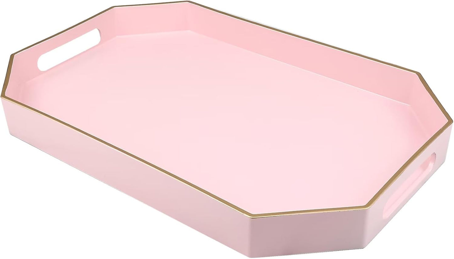Green Decorative Tray with Handles, Versatile Serving Tray for Coffee Table, Ottoman, Ideal for Serving, Displaying, Organizing, 15.7"*10.2"*1.57"