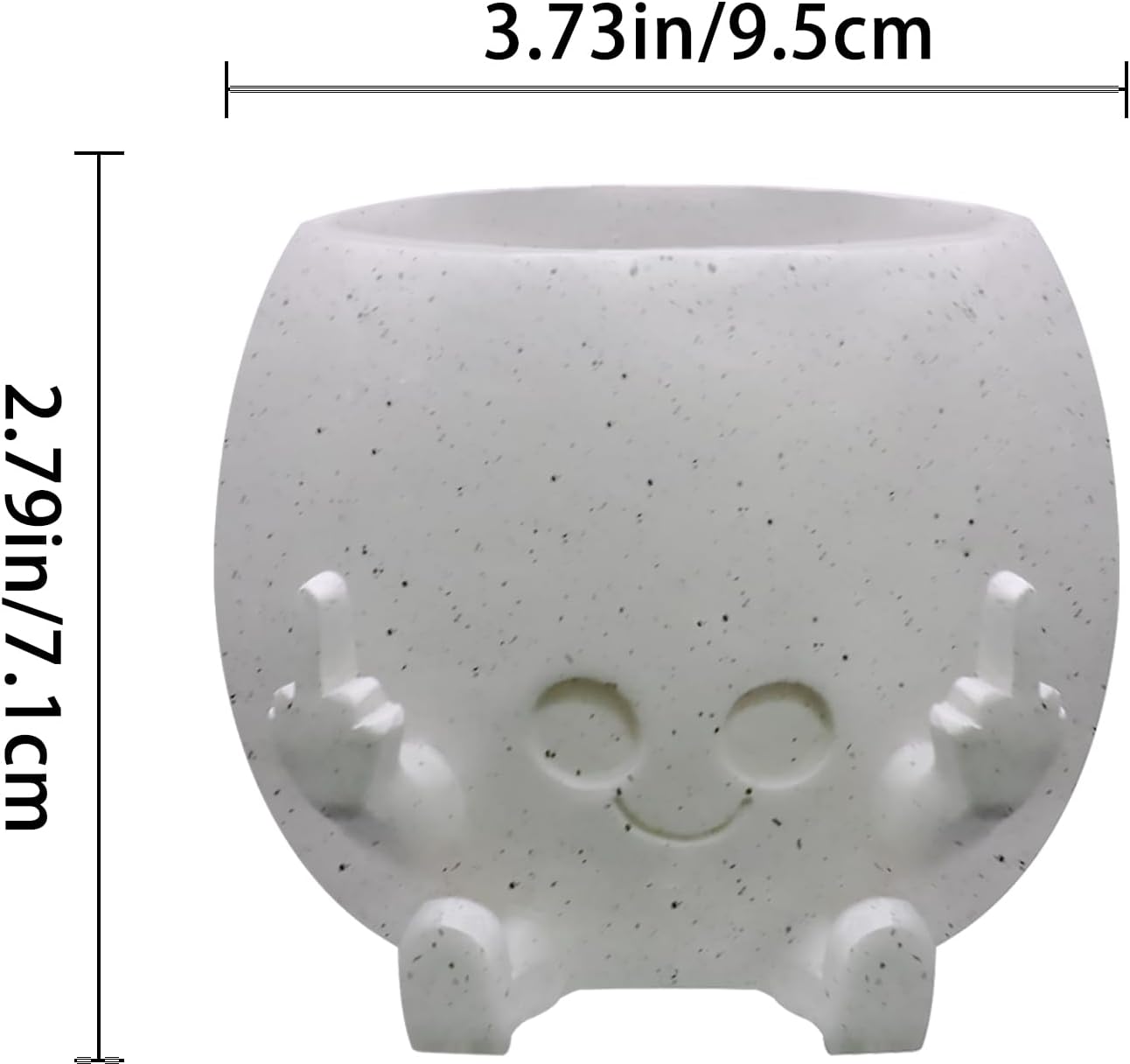 Smiling Plant Pot with Middle Fingers Up, Face Planter Pot Resin Flower Planters for Indoor Outdoor Plants Succulent Pots for String of Pearls Plant Live Gift Ideas for Mother (White)