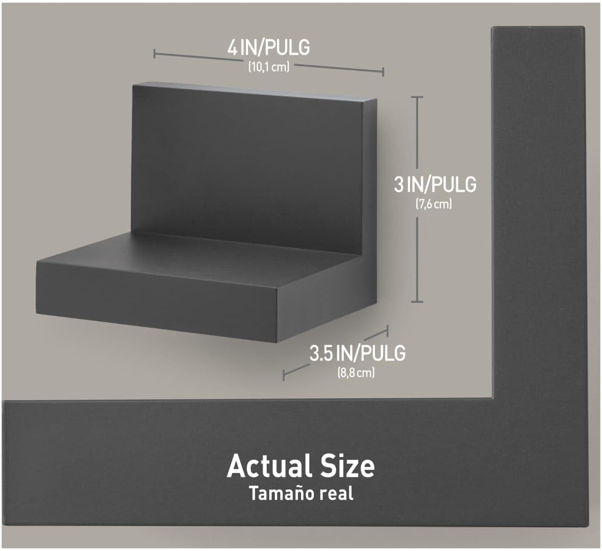Command Display Ledges, Holds up to 2 lb, Quartz, 2 Ledges with 8 Medium Strips, Damage-Free Hanging Floating Shelf with Adhesive Strips, Personalize Living Room, Bedroom, Kids Room or Office