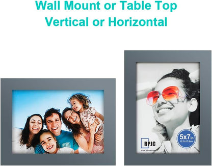 RPJC 5x7 Picture Frames Made of Solid Wood High Definition Glass for Table Top Display and Wall Mounting Photo Frame Black