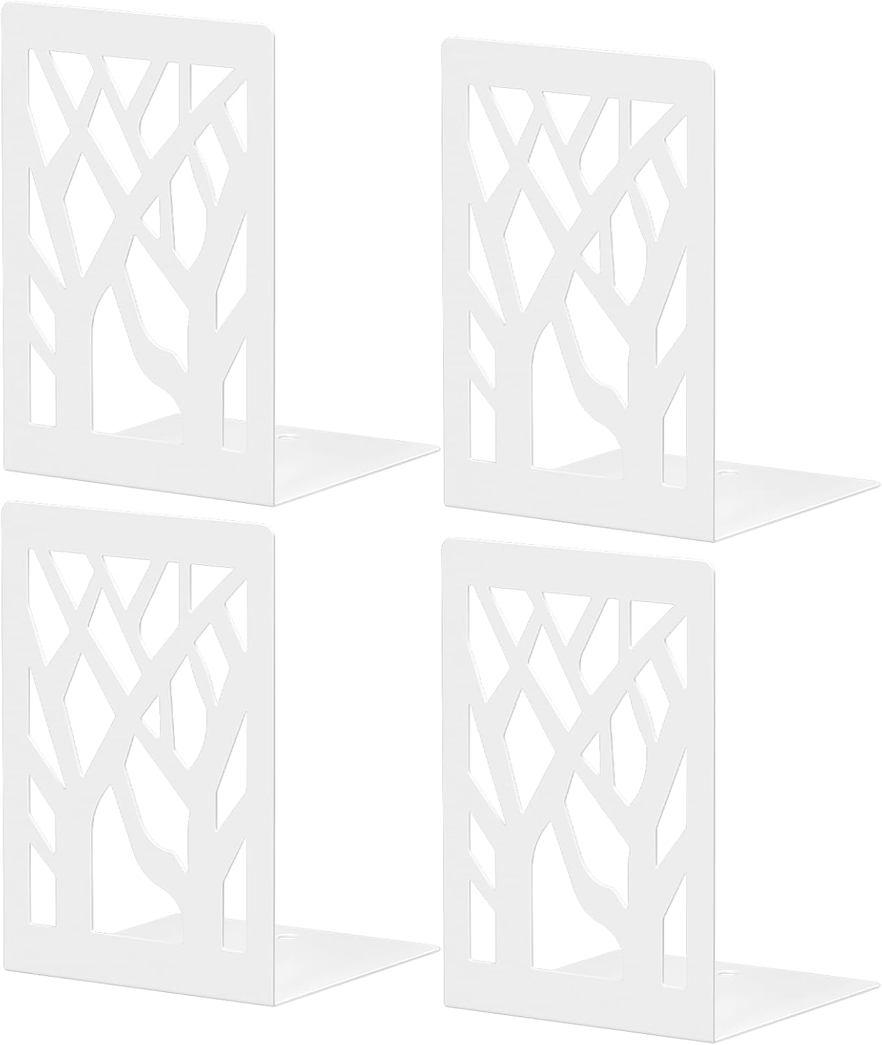 Bookends 4 Pieces, Tree Design Modern Metal Bookends for Shelves, Black Tree Book Ends Decorative Book Organizer for Desk, Decorative Shelve Book Stopper for Home Office