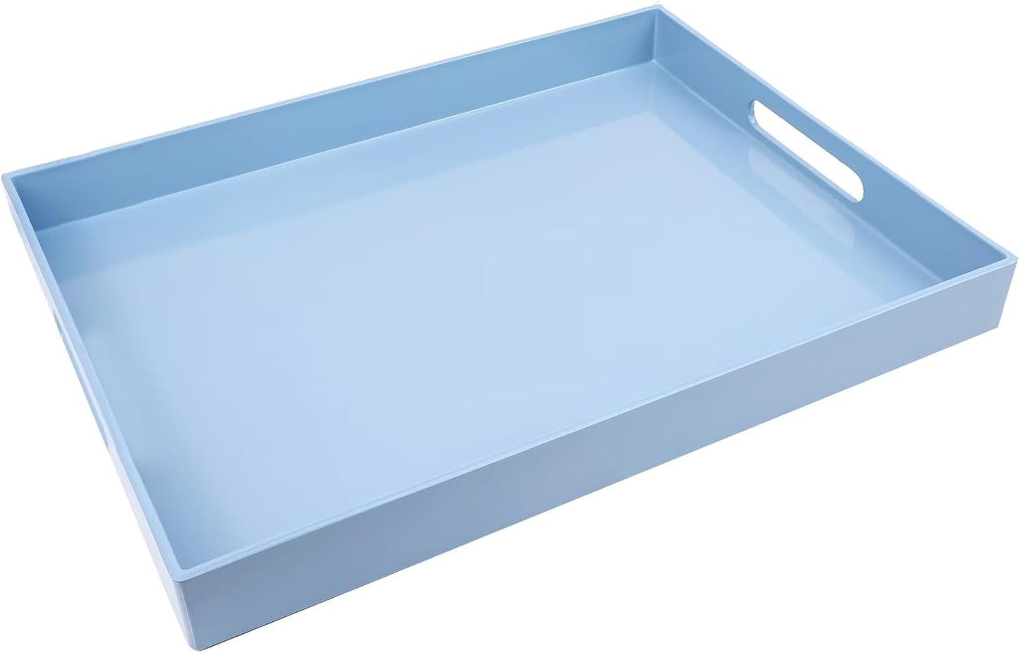Spsyrine Serving Tray with Handles, Plastic Decorative Tray for Coffee Table, Living Room, Home Decor, Dianthus
