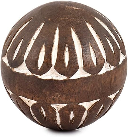 Samhita Mango Wood White Decorative Ball Set of 3 for Living, Dining Room Decor - Coffee Table Centerpiece Home Décor (3" x 3"x 3")