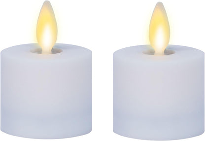 Luminara Flickering Flameless Pearl Ivory Tealights - Warm LED Light Flame Votives - Battery Operated Decor for Dining Room Table Centerpieces, Fireplace Mantel, Dinner Party, Reception - Set of 4