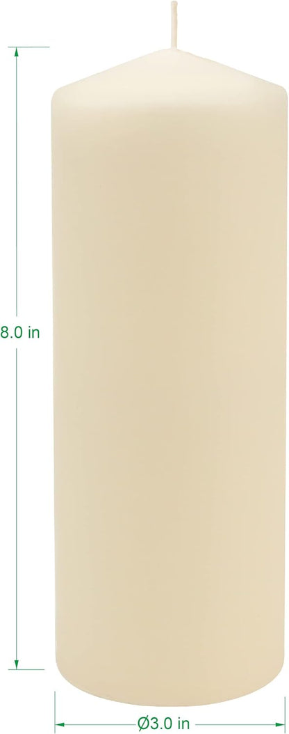 Stonebriar Unscented Pillar Candles – 65 Hour Burn Time, Long-Lasting Wax Candles for Weddings, Holidays, Home Décor & Special Events, Pack of 6, Ivory, 3" x 6"