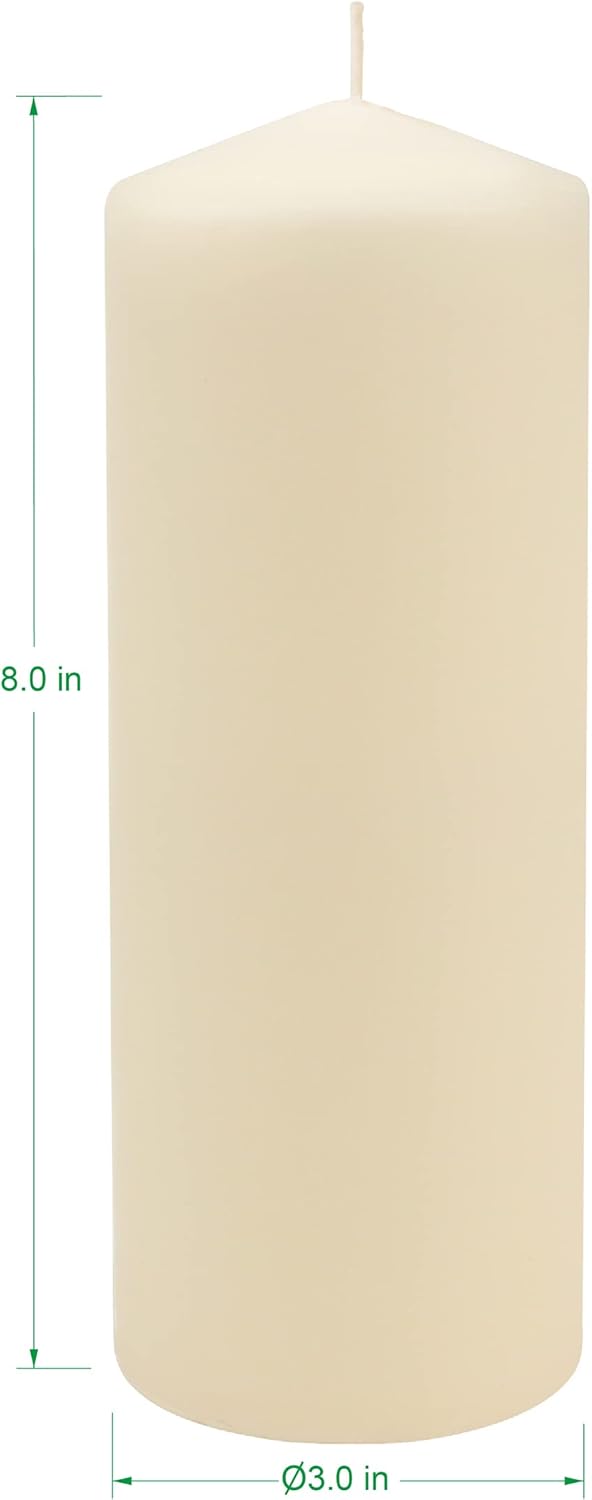 Stonebriar Unscented Pillar Candles – 35 Hour Burn Time, Long-Lasting Wax Candles for Weddings, Holidays, Home Décor & Special Events, Pack of 6, Ivory, 3" x 4"