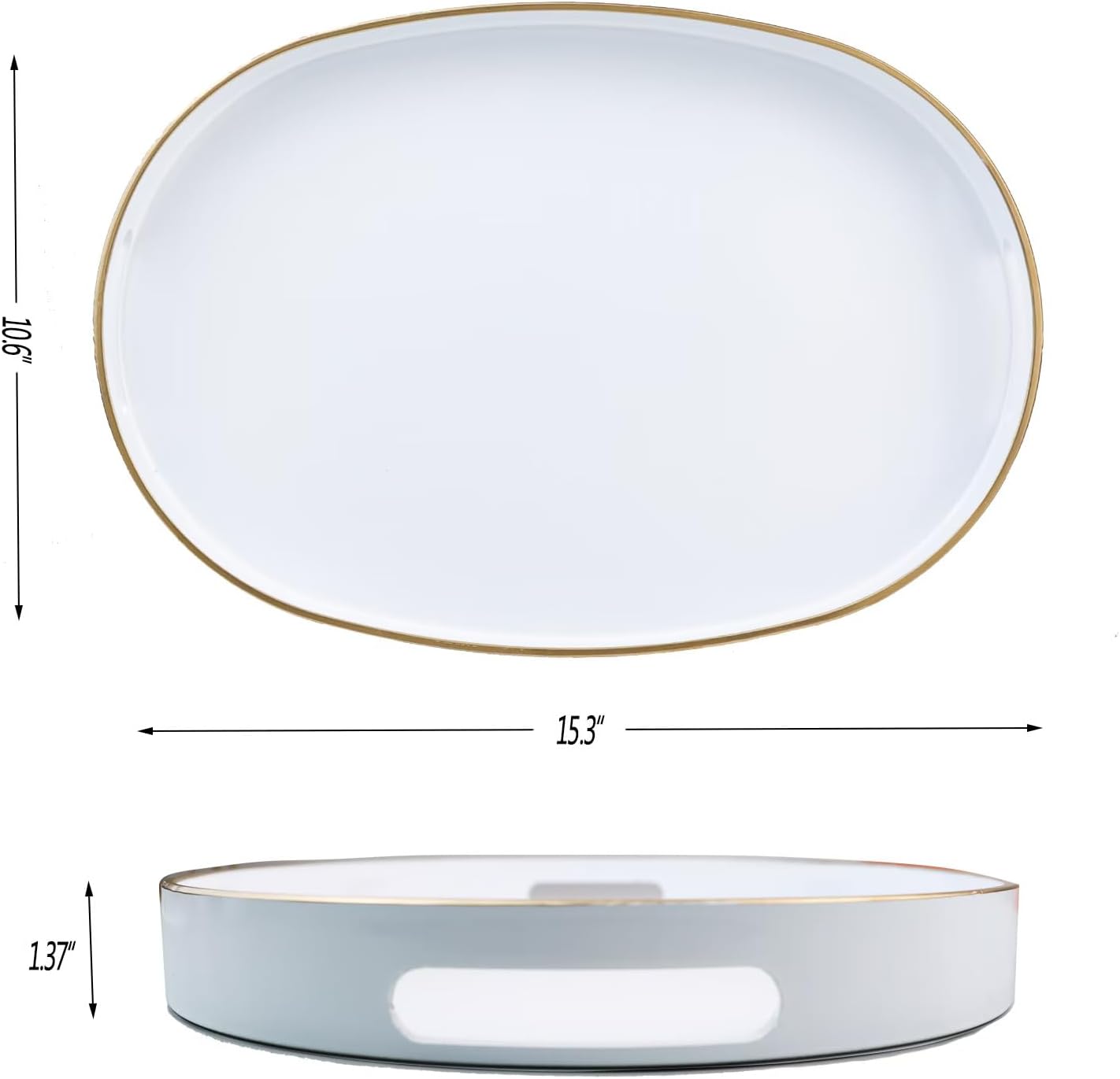 Green Decorative Tray with Handles, Versatile Serving Tray for Coffee Table, Ottoman, Ideal for Serving, Displaying, Organizing, 15.7"*10.2"*1.57"