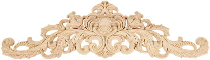 MUXSAM Long Wood Carved Appliques Onlays, 1-Pack Unpainted Decorative Corner Carving Decals Set for Wall Door Cabinet Mirror Closet Wardrobe Dresser Mantel Staircase DIY Project, 30x8cm/11.81"x3.15"