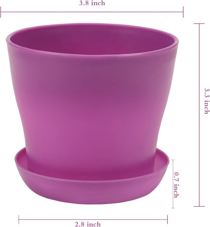 TDHDIKE 10 Pcs Plastic Planters Indoor Pots, Mini Flower Seedlings Nursery Flower Pot with Pallet, Modern Decorative Gardening Containers