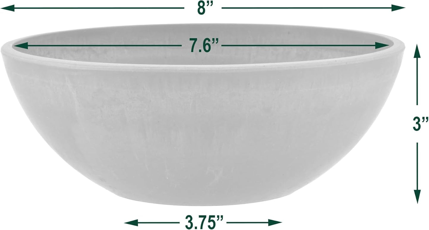 PSW Pot Collection M30DC 12-inch Plastic/Stone/Wood Composite Low Bowl Planter – No Drainage Hole (Drillable), Shallow Indoor/Outer Pot for Succulents, Bonsai, Fairy Gardens, Herbs, Dark Charcoal