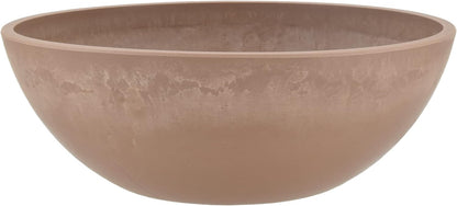 PSW Pot Collection M30DC 12-inch Plastic/Stone/Wood Composite Low Bowl Planter – No Drainage Hole (Drillable), Shallow Indoor/Outer Pot for Succulents, Bonsai, Fairy Gardens, Herbs, Dark Charcoal