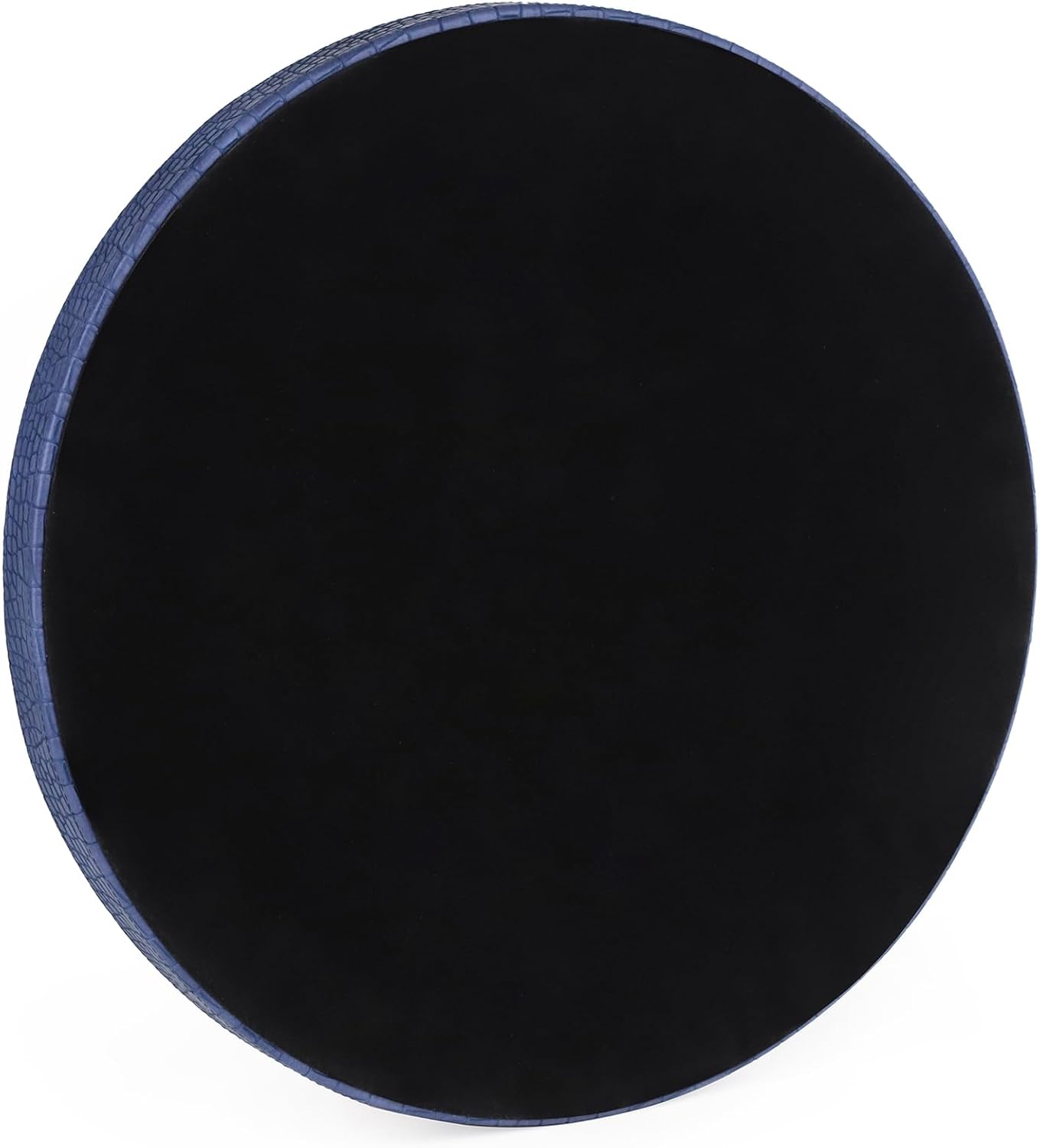 HofferRuffer Round Serving Tray 20'', Elegant Faux Leather Circle Ottoman Table Tray, Serve Tea Coffee Breakfast in Bedroom Living Room Kitchen (Brown)