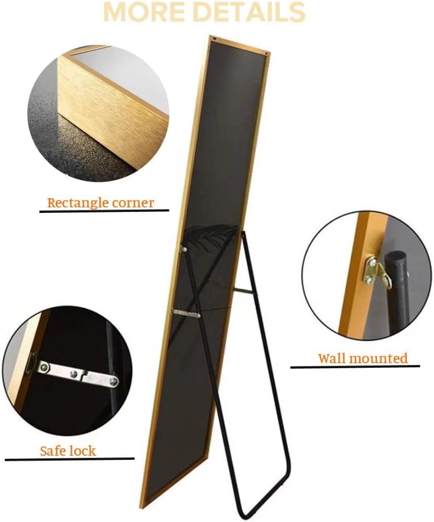Dewfig Arched Full Length Mirror, 76"x34" Large Floor Mirror, Full Body Mirrors for Leaning or Hanging, Standing Mirrors for Bedroom, Living Room,Dressing Room, Aluminum Alloy Frame, Black