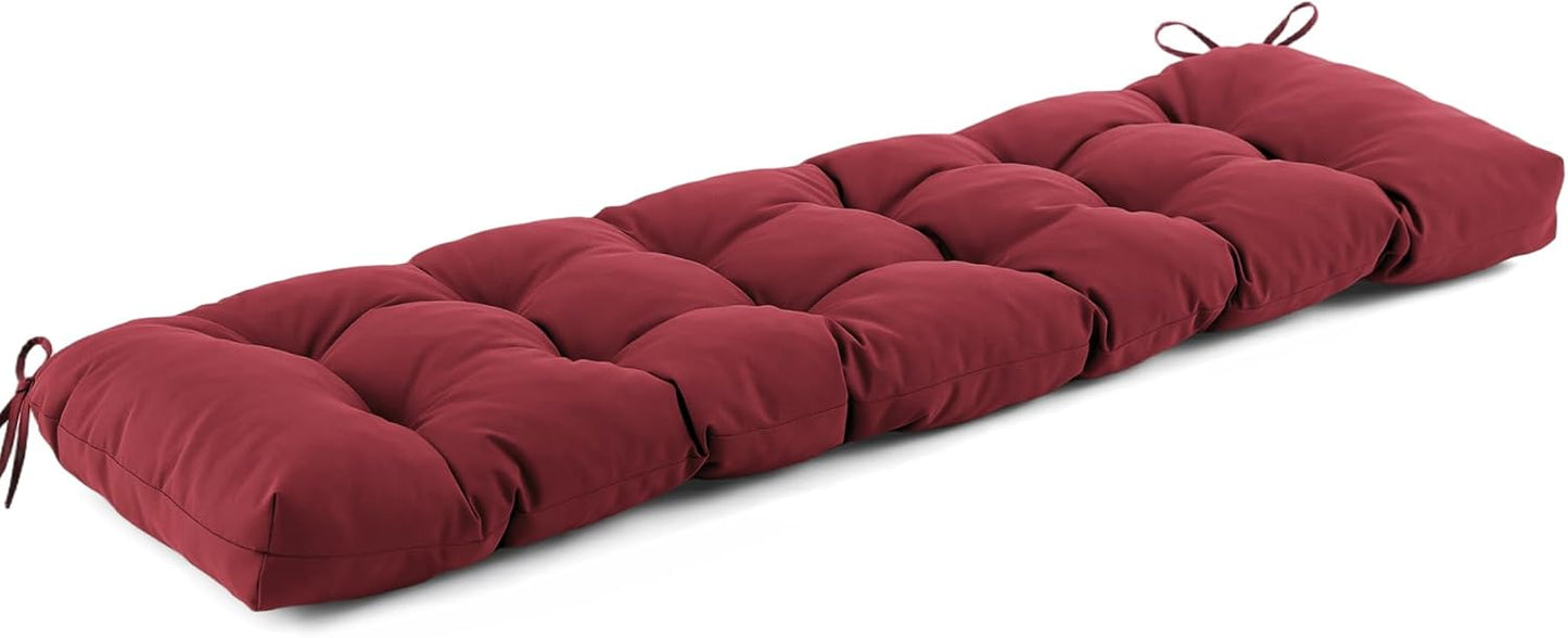 IASEAHK Outdoor Bench Cushion 48x18x5 Inch, Waterproof & Fade-Resistant Patio Furniture Cushions, Tufted Memory Foam Indoor/Outdoor Cushions for Couch Swing with Non-Slip Backing & Straps, Dark Grey