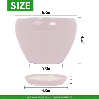 Deep Dream 6 Inch Plant Pots- Ceramic Planter Pot with Drainage Hole and Saucer, Round Flower Pot for Indoor Outdoor Succulent, Snake Plants and Cactus, Blue
