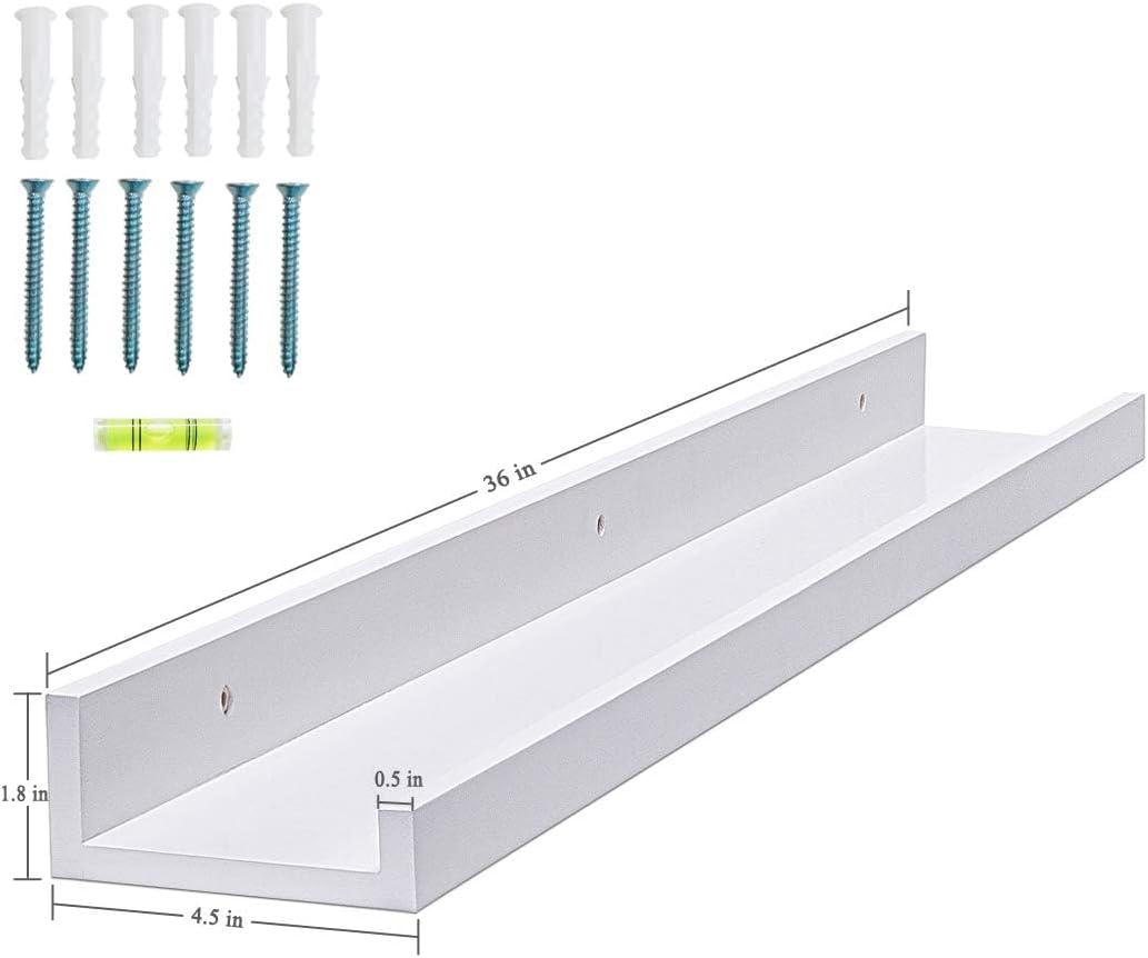 AZSKY Floating Shelves Wall Mounted Set of 2 Natural Wood Picture Shelves Wall Shelves for Bedroom Bathroom Living Room Kitchen Laundry Room Storage & Decoration 24 Inch