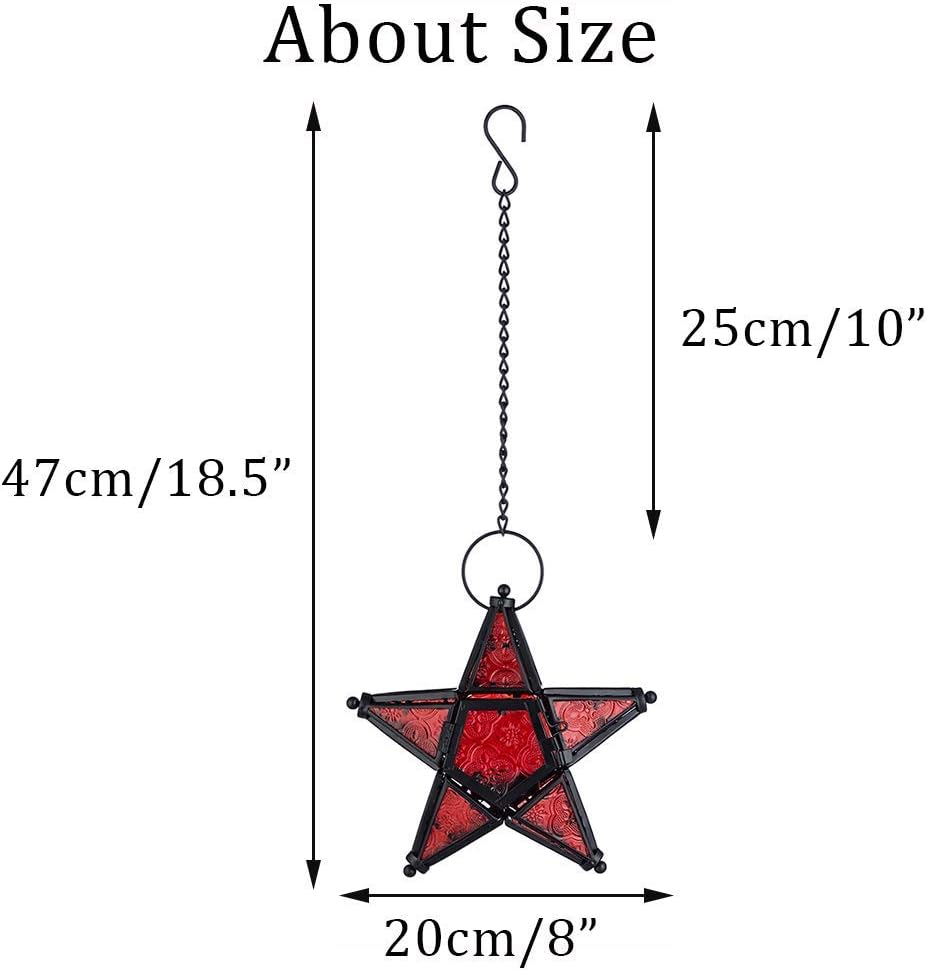 Star Hanging Decor Decorative Lantern Candle Holder Morrocan Decorations for Home Outdoor Wedding Centerpieces Party Farmhouse - Green