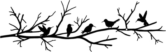 Metal Bird Wall Art Branch Decor, 17 x 5.3 Inch Rustic Metal Wall Sculpture, Vintage Brown Birds on Tree Branch Wall Hanging for Living Room Bedroom Bathroom Office, Indoor Outdoor Home Art