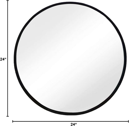 Sunniry Black Round Mirror, Round Mirror 24 inch, Black Circle Mirrors Matte Metal Frame, Wall Mounted Mirrors for Living Room, Bathroom, Wall, Entryway.