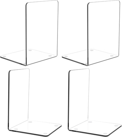 MerryNine Clear Book Ends 2pcs, Acrylic Bookends for Shelves, Non-Slip Bookend Decorative for Heavy Duty Book, Books Holder Stopper for Kids, Bookshelf Dividers Books Organizer for Office Home School