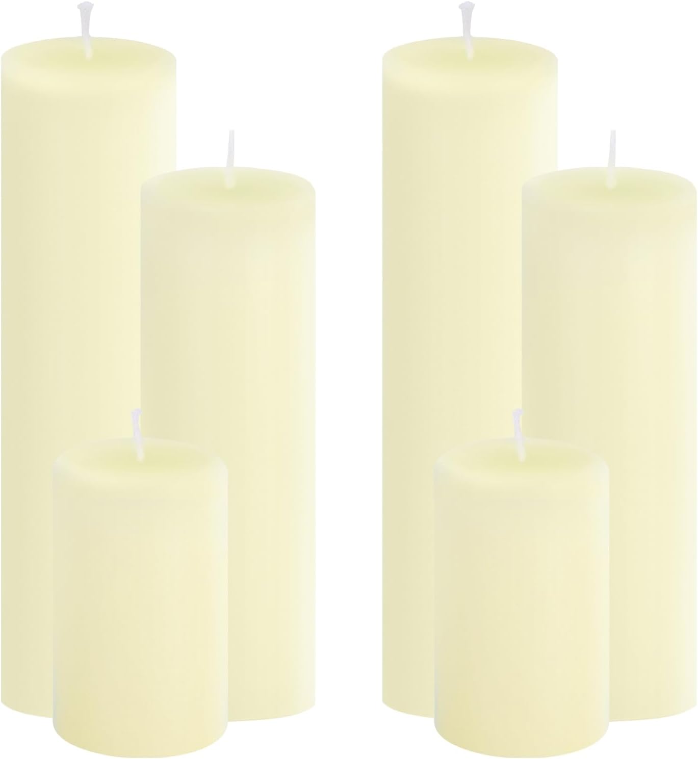 18 Pcs Ivory Pillar Candles Bulk Set，3 Different Lengths 2 x 3/4/6 Inch (6 Each)，Hurricane Candles，Dripless Unscented Smokeless，Gives You a Better Atmosphere When Organizing an Event Party.