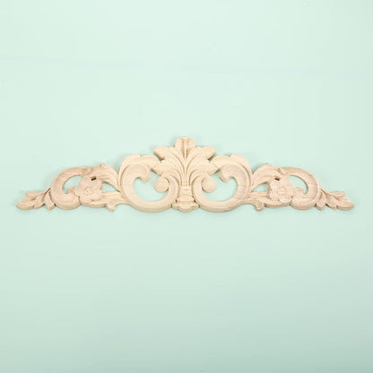 MUXSAM Carved Wood Appliques Onlays, Long Wooden Decals Trim Molding Rosette Inlays for Door Wall Mantel Cabinet Door Dresser Closet Mirror Decoration Furniture Transfer(1-Pack, 20x5cm/7.9" x2)
