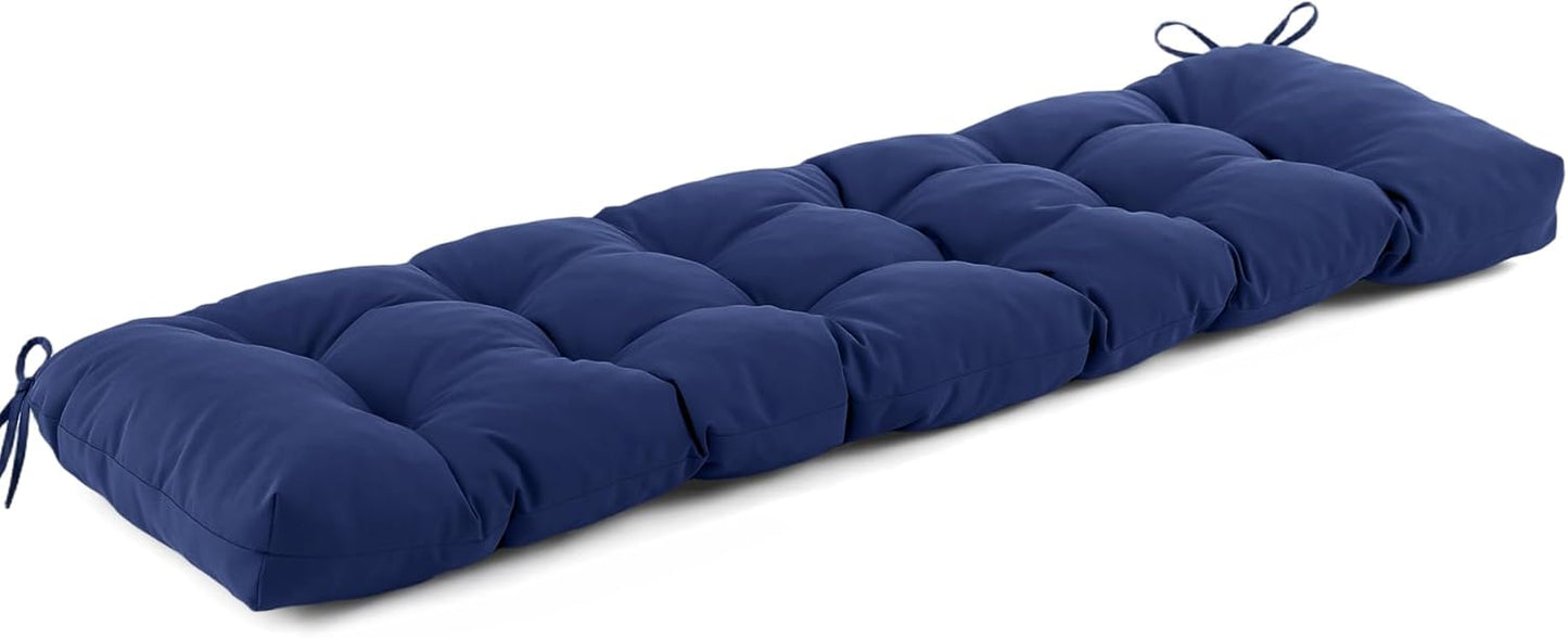 IASEAHK Outdoor Bench Cushion 48x18x5 Inch, Waterproof & Fade-Resistant Patio Furniture Cushions, Tufted Memory Foam Indoor/Outdoor Cushions for Couch Swing with Non-Slip Backing & Straps, Dark Grey