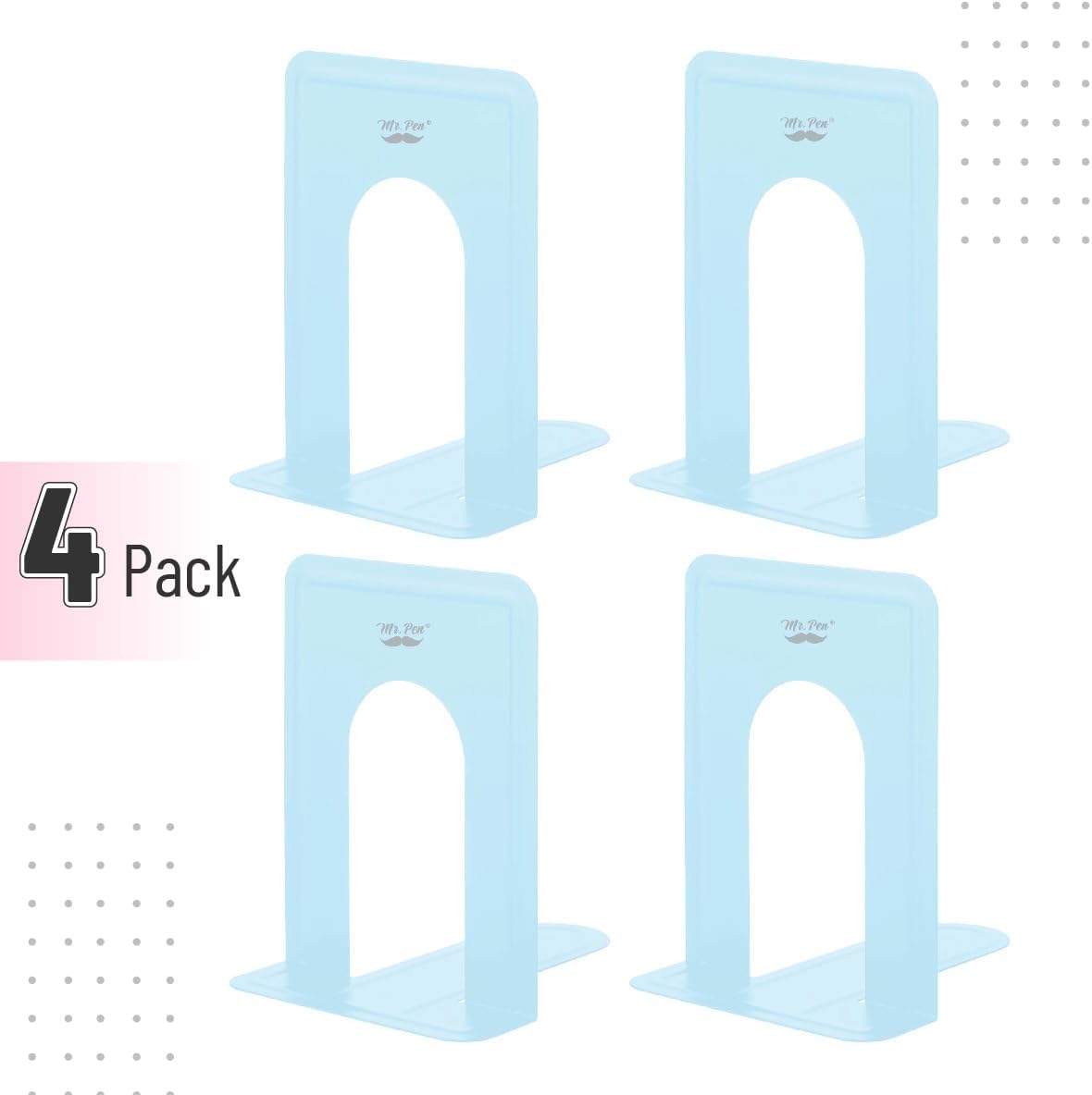 Mr. Pen- Book Ends, Black, 4 Pack, Heavy Duty Metal Bookends for Shelves, Book Holders for Shelves, Metal Bookends