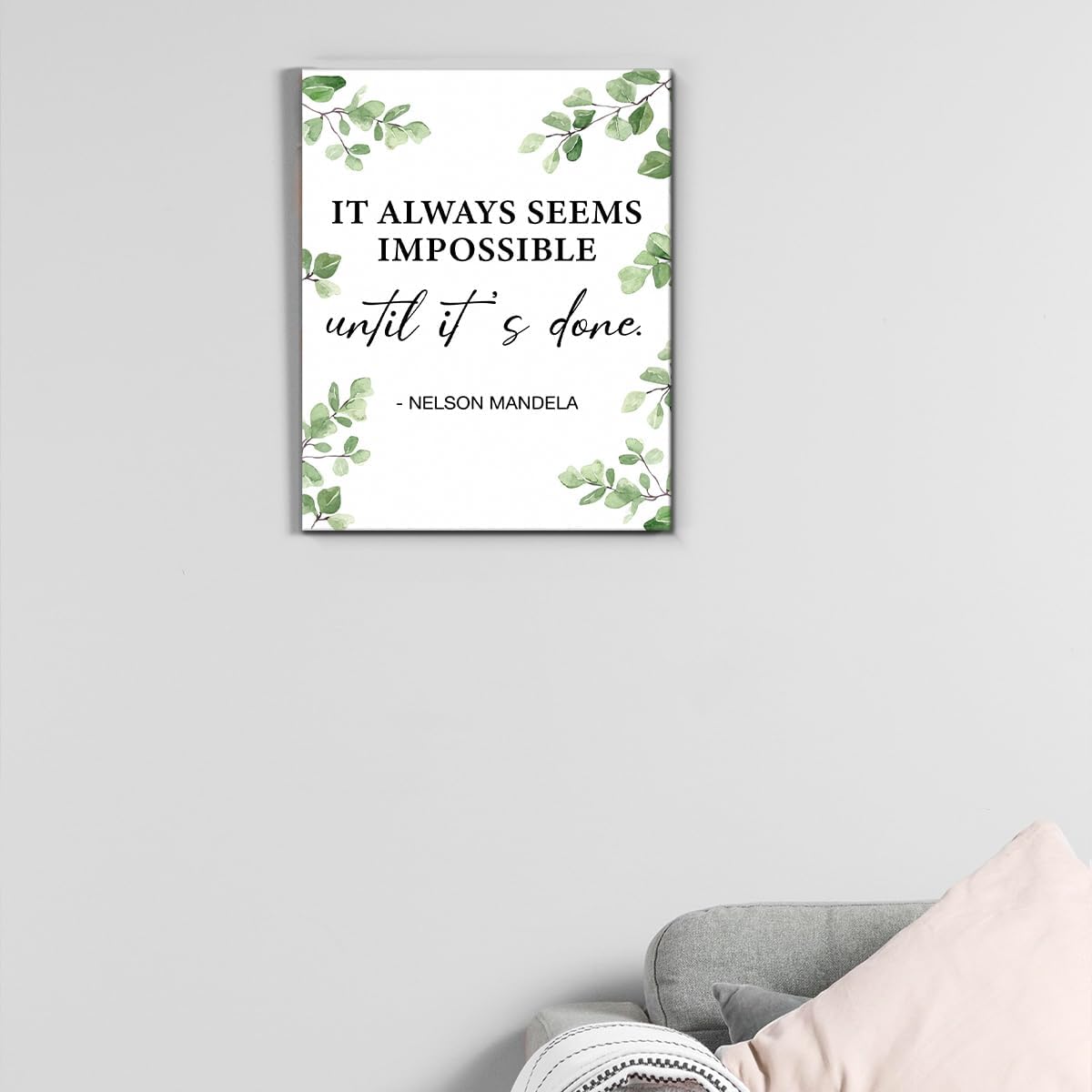 Inspirational Farmhouse Canvas Print Wall Art Decor One Small Positive Thought in the Morning Can Change Your Whole Day Sign Painting Plaque Rustic Home Decoration (8 X 8 Inches, Framed)