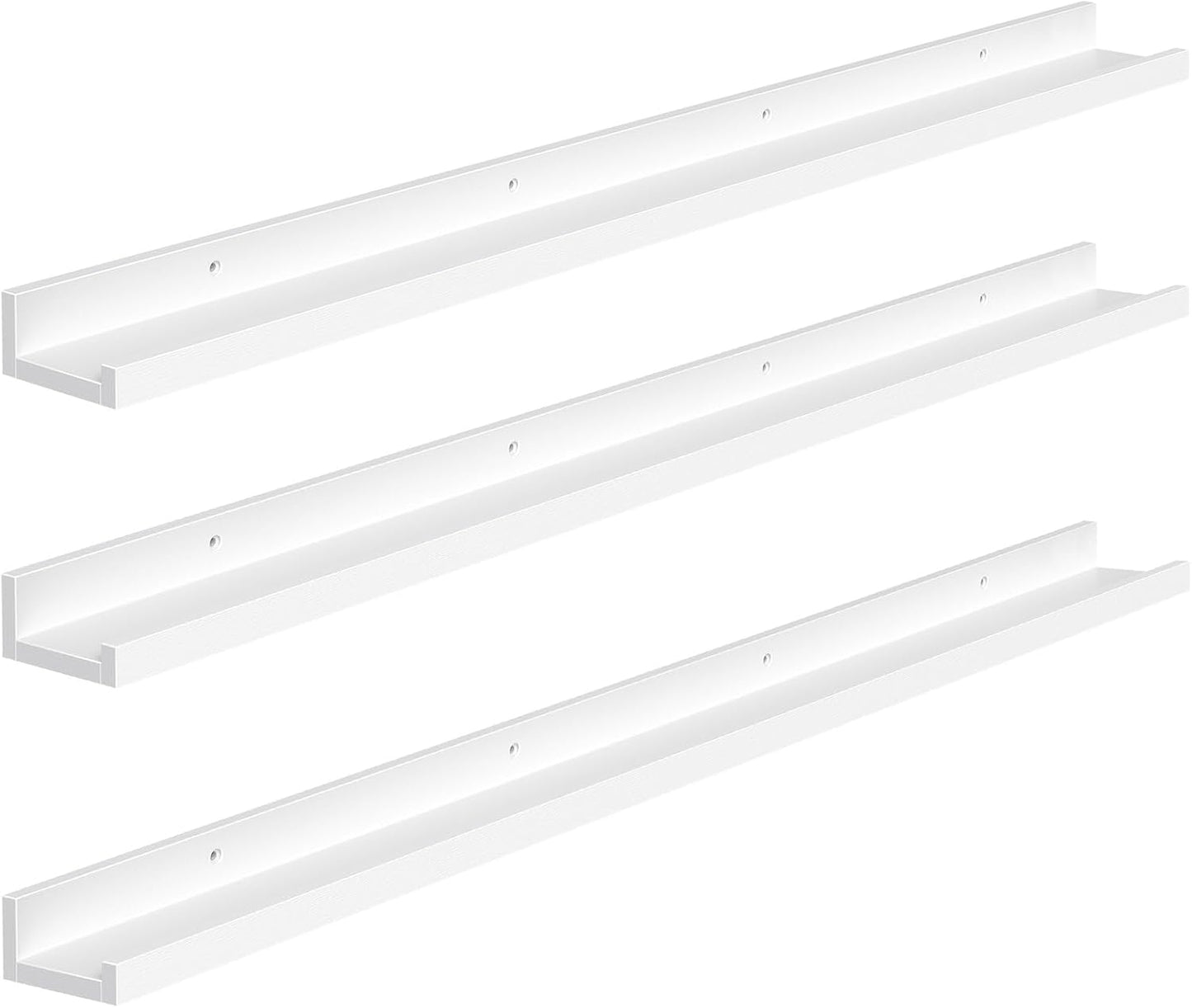 HOOBRO Floating Shelves, Wall Shelf Set of 3, 35.4 Inches Hanging Shelf with Raised Edge and Invisible Brackets, for Bathroom, Bedroom, Kitchen, Office, Living Room Decor, Rustic Brown BF90BJ01