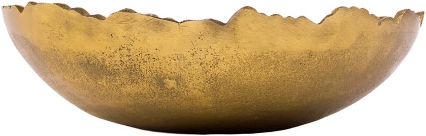 Red Co. 8.75” Gold Moon Decorative, Asymmetrical Torn, Hammered Metal Centerpiece Bowl with Sculpted Edges