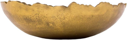 Red Co. 8.75” Gold Moon Decorative, Asymmetrical Torn, Hammered Metal Centerpiece Bowl with Sculpted Edges