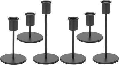 Set of 6 Black Candlestick Holders - Decorative for Home Decor, Wedding, Dining, Party, Anniversary