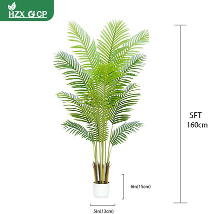 6FT Artificial Palm Tree Indoor with White Pot, Realistic Leaves, 15 Trunks Adjustable Branches, Tall Faux Fake Palm Plant, Ideal for Living Room Bedroom Office Home Interior Aesthetic Decor