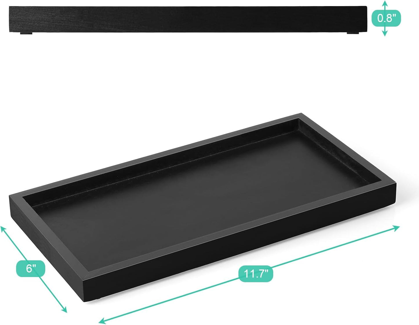 ALELION 11.7" Bathroom Vanity Tray for Counter - Acacia Wood Decorative Tray for Toilet Tank Makeup Perfume Jewelry Catchall Coffee Table - Wooden Kitchen Countertop Organizer for Soap Dispenser