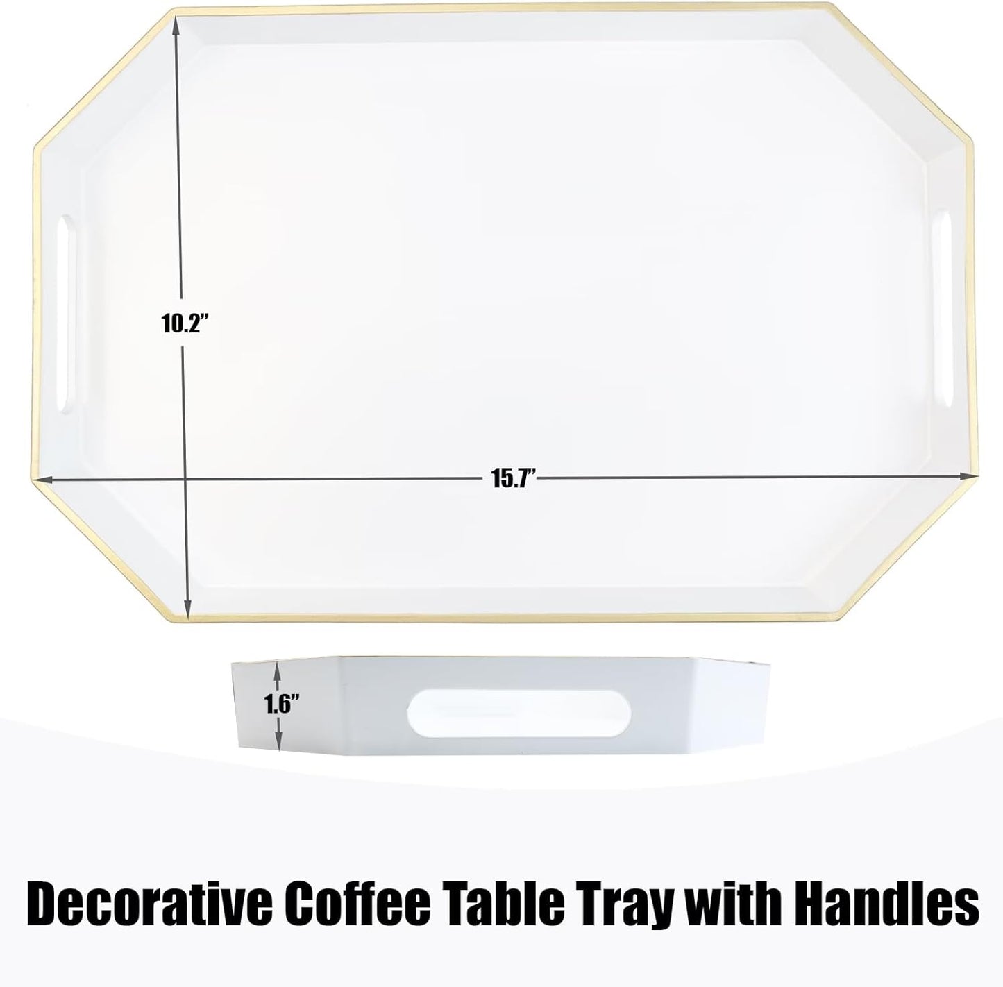 Green Decorative Tray with Handles, Versatile Serving Tray for Coffee Table, Ottoman, Ideal for Serving, Displaying, Organizing, 15.7"*10.2"*1.57"