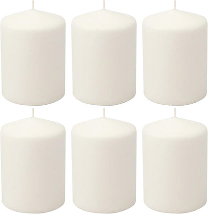 Stonebriar Unscented White Tall Pillar Candles, 65 Hour Burning Candle Pillars, Perfect for Decor, Weddings, Emergencies 3" X 6", 6 count