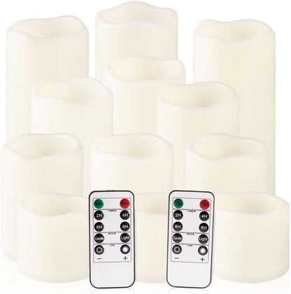 Enpornk Set of 24 Flameless Led Battery Opeated (D2.2'' x H4''5''6'') Waterproof Outdoor Indoor Candles with 10-Key Remotes and Cycling 24 Hours Timer