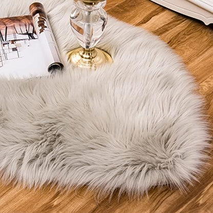 EasyJoy Ultra Soft Fluffy/Fuzzy Shaggy Area Rug Faux Fur Chair Cover Seat Pad for Bedroom Floor Sofa Living Room (2 x 6 ft Sheepskin, Beige)