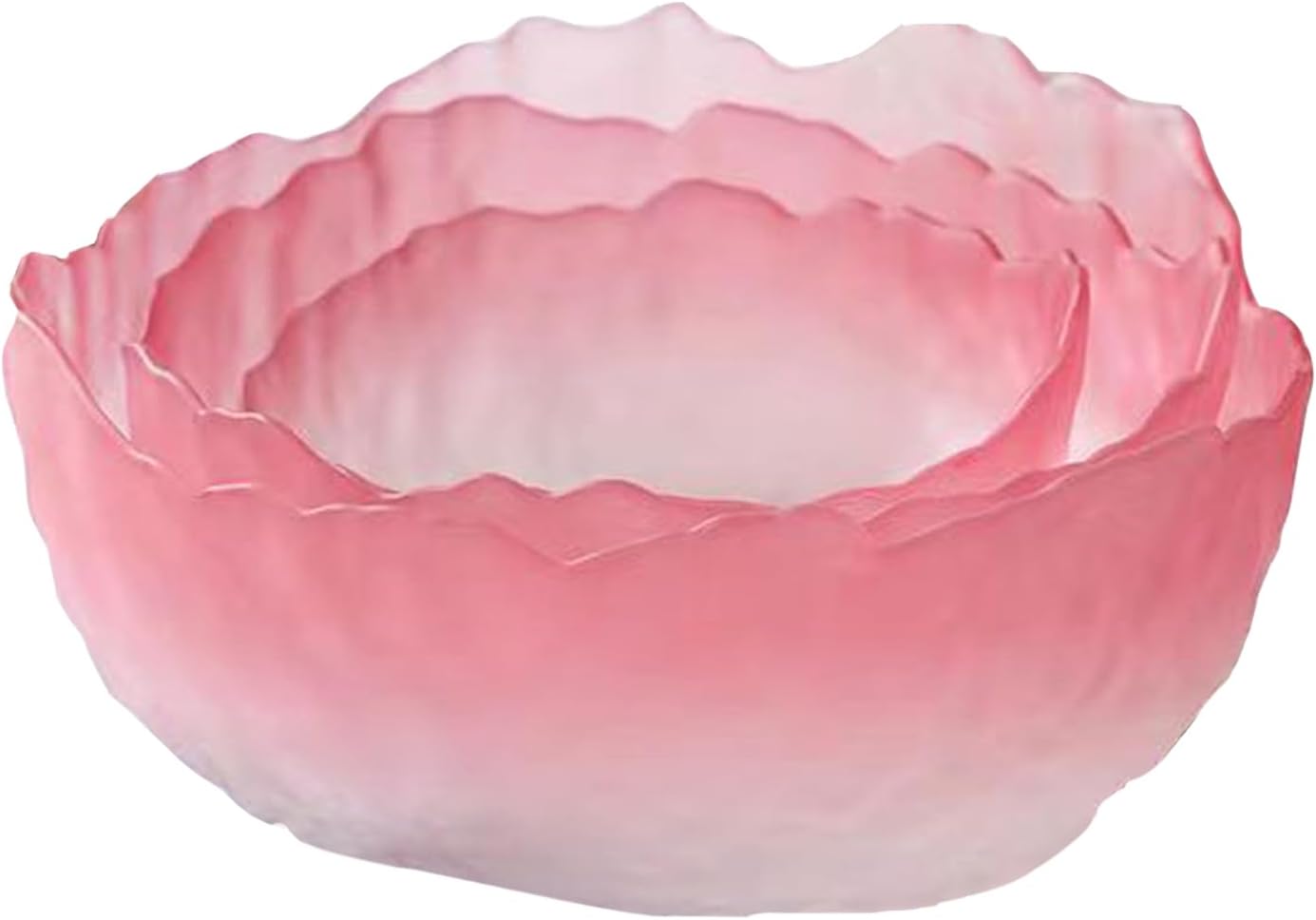 Glass Salad Bowl Irregular Lotus Flower Shape Serving Bowls, Mixing Nut Bowls for Kitchen Fruist, Snack, Dessert, and Ice Cream Candy Dishes (Crystal Gradient Pink, 6.5")