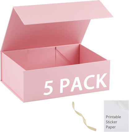 Pink Gift Box,10x7.3x3.5 Gift Boxes With Lids For Presents Includes Ribbon And Diy Printable Sticker Paper,Bridesmaid Proposal Box,Magnetic Gift Box For Birthday,Wedding,Graduation - Colors B