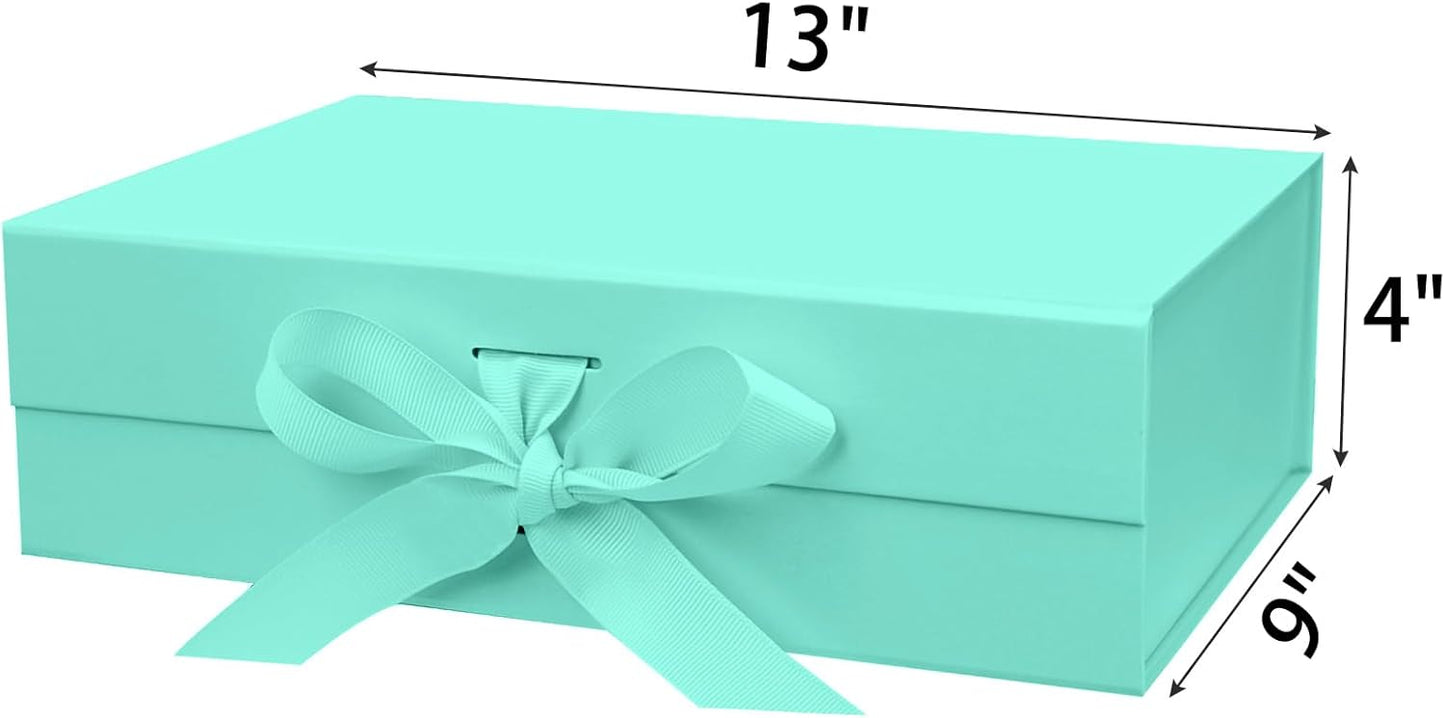DaiUni 10.5"X7.5"X3.1" Pink Magnetic Gift Box with Lid and Ribbon for Presents