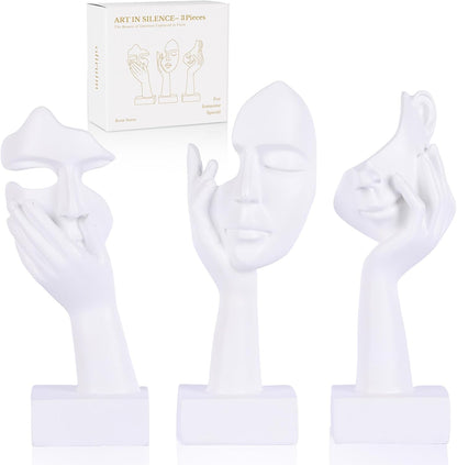 3 Pcs Thinker Small Statue Set - Black Gold Home Decor Abstract Art Figurines for Shelves, Living Room Coffee Table, Office Desktop (3 Pcs Gold, 6")