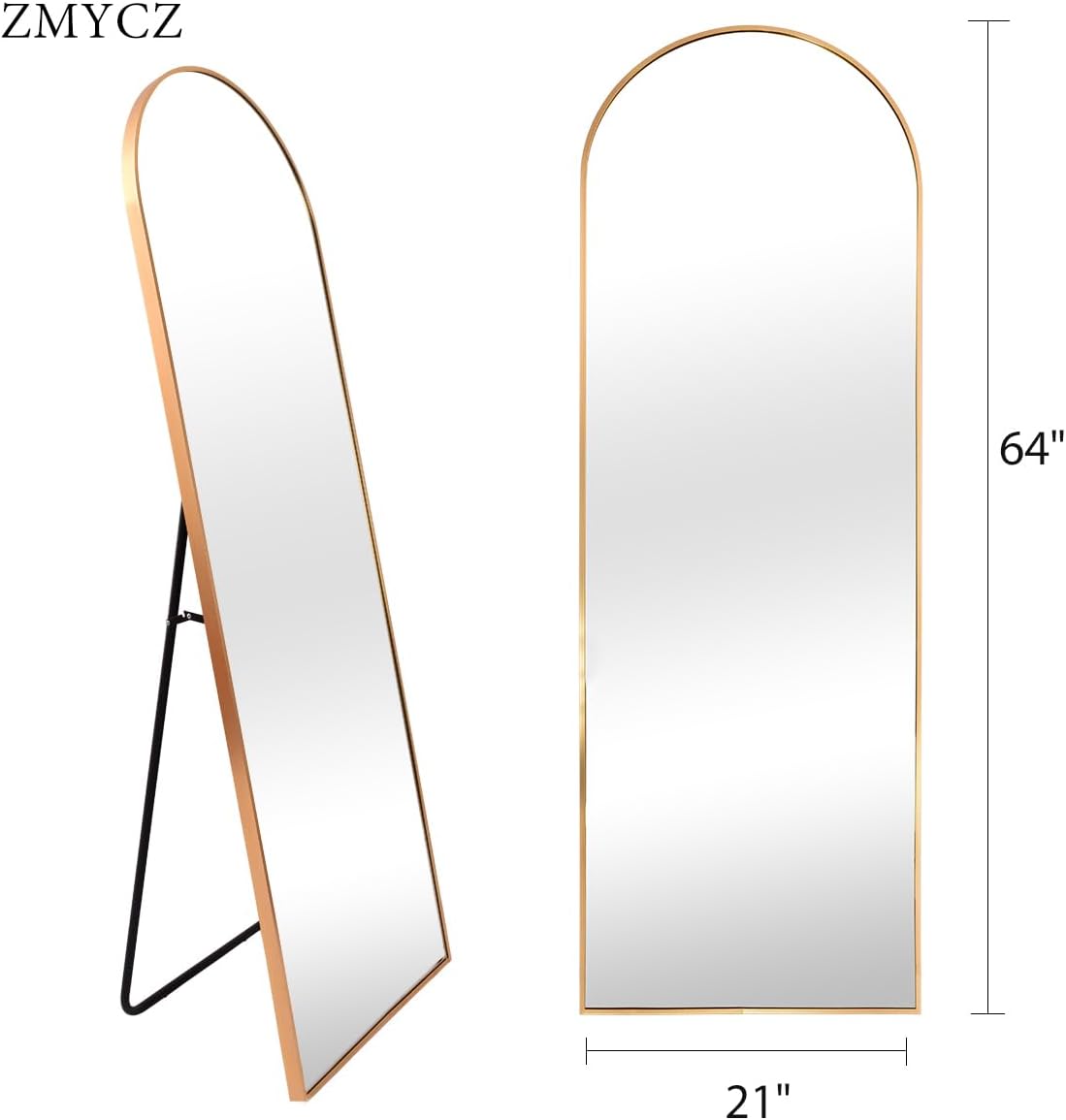 Mirror Full Length, 71"x26" Arched Full Length Mirror, Arch Mirror with Stand, Large Standing Mirrors, Oversized Full Body Mirrors with Aluminum Frame for Bedroom, Living Room (White)