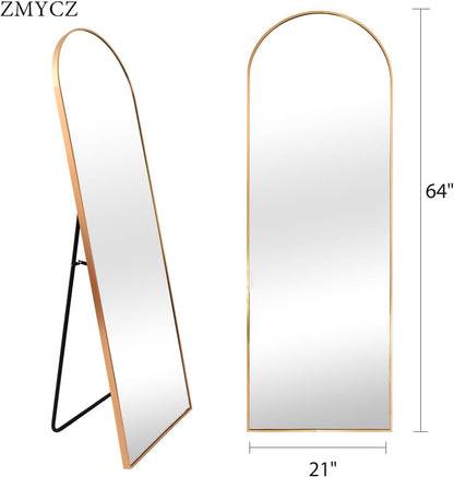 Mirror Full Length, 71"x26" Arched Full Length Mirror, Arch Mirror with Stand, Large Standing Mirrors, Oversized Full Body Mirrors with Aluminum Frame for Bedroom, Living Room (White)