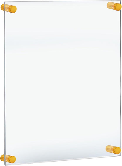 Azar Displays,105536, Floating Acrylic Wall Frame with Silver Hardware Stand Off Caps, Clear Hanging Photo Frame Display Mount with Frameless Border, Glass-Like Frame for Large Prints, 24" x 36"