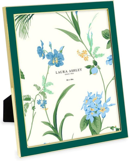 Laura Ashley 5x7 Navy Enamel Picture Frame, Gold Metal Edge with Easel, for Countertop, Counterspace, Tabletop Display, Bookshelf, Desk, Wall Décor, Photo Gallery (5x7, Navy W/Gold)