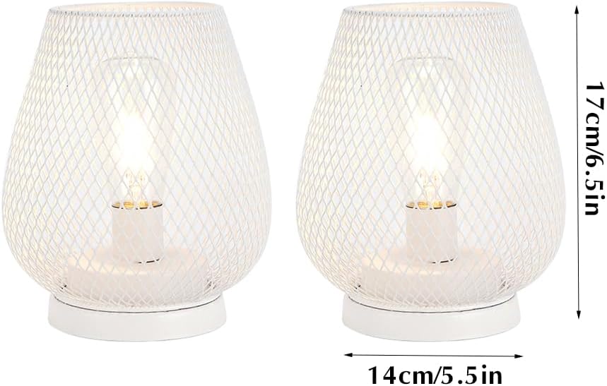 JHY DESIGN Set of 2 Metal Cage LED Lantern Battery Powered Cordless Accent Light with LED Great for Weddings Parties Patio Events for Indoors Outdoors