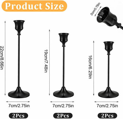 6Pcs Candlestick Holders,Brass Gold Metal Taper Candle Holder for Pillar Candles Sticks Holder for Wedding Fireplace Table Centerpiece Mantel Housewarming Gift